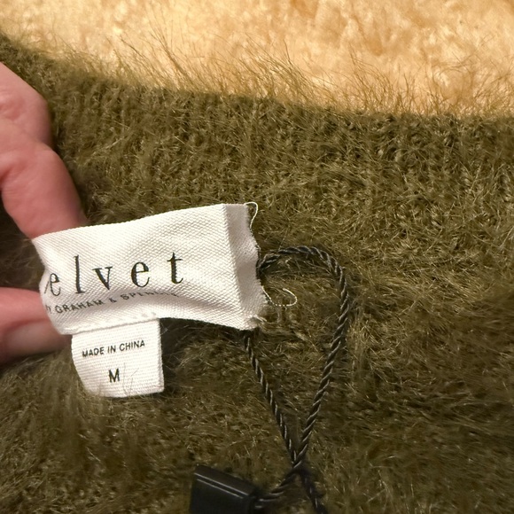 Velvet by Graham & Spencer Olive Green Fuzzy Cardigan - Picture 4 of 4